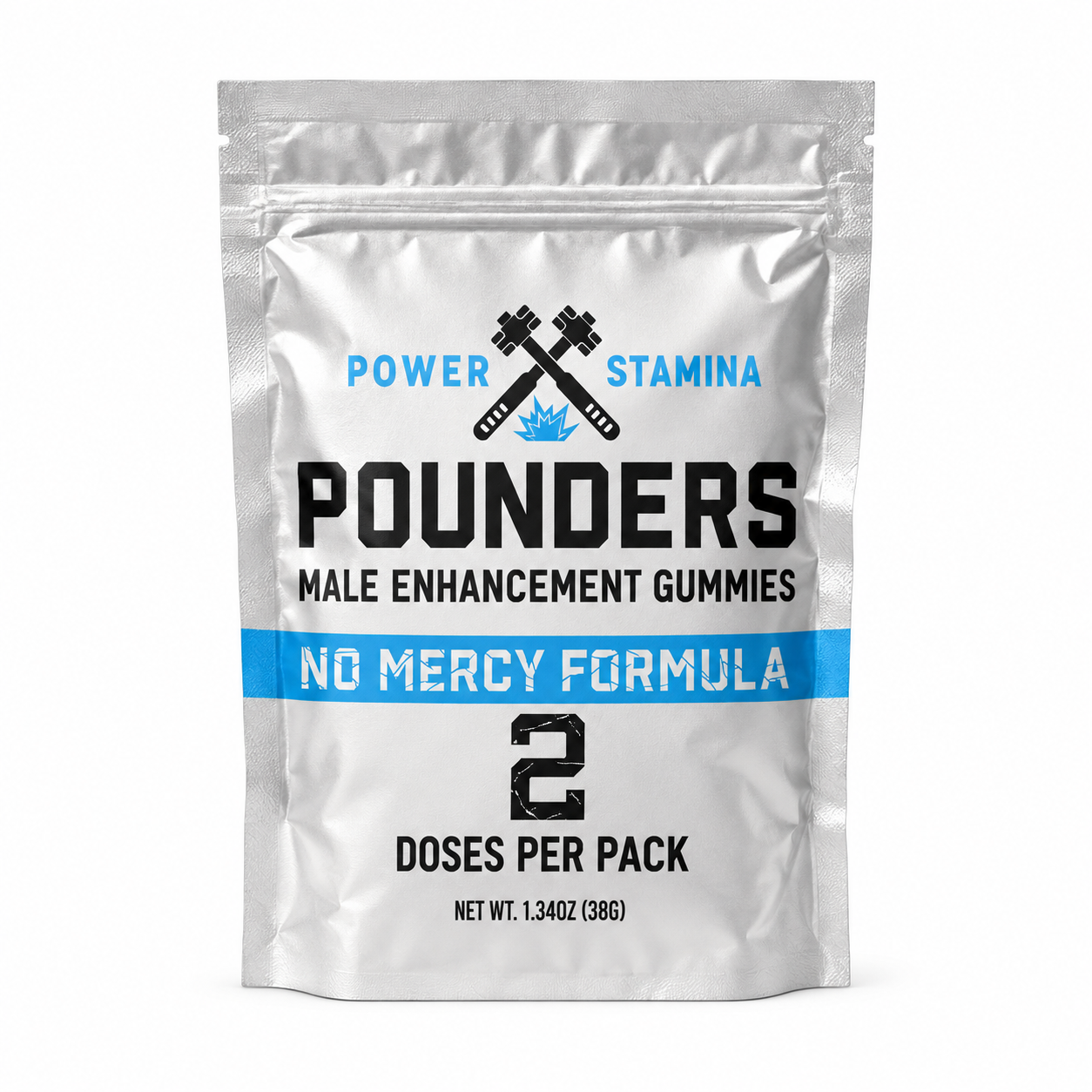 Pounders male enhancement gummies pouch, front label